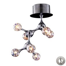 Molecular 7 Light Flushmount In Chrome And Iridescent Glass - Includes Recessed Lighting Kit