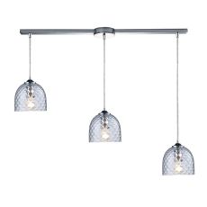 Viva 3 Light Pendant In Polished Chrome And Clear Glass
