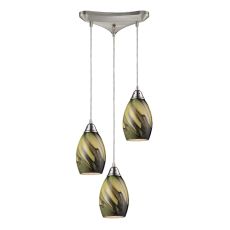 Formations 3 Light Pendant In Satin Nickel And Planetary Glass