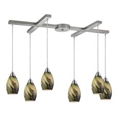 Formations 6 Light Pendant In Satin Nickel And Planetary Glass