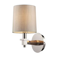 Jorgenson 1 Light Wall Sconce In Polished Nickel And Taupe Wood