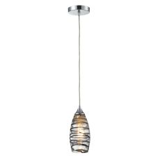 Twister 1 Light Pendant In Polished Chrome And Vine Wrap Glass