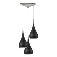 Lindsey 3 Light Pendant In Oiled Bronze And Satin Nickel
