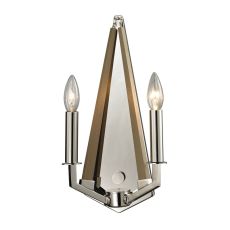 Madera 2 Light Sconce In Polished Nickel And Natural Wood