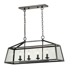 Alanna 4 Light Pendant In Oil Rubbed Bronze And Clear Glass