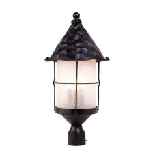 Rustica 3 Light Outdoor Post Lamp In Matte Black And Scavo Glass