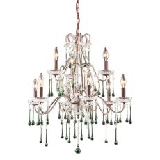 Opulence 9 Light Chandelier In Rust And Lime Crystal