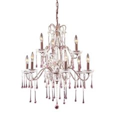 Opulence 9 Light Chandelier In Rust And Rose Crystal