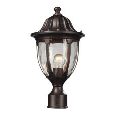 Glendale 1 Light Outdoor Post Mount In Regal Bronze And Water Glass