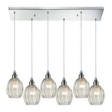 Danica 6 Light Pendant In Polished Chrome And Clear Glass