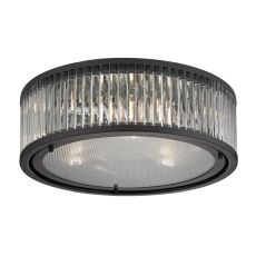 Linden Manor 3 Light Flushmount In Crystal And Oil Rubbed Bronze