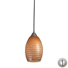 Mulinello 1 Light Pendant In Satin Nickel With Cocoa Glass - Includes Recessed Lighting Kit