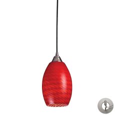 Mulinello 1 Light Pendant In Satin Nickel And Scarlet Red Glass - Includes Recessed Lighting Kit