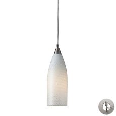 Cilindro 1 Light Pendant In Satin Nickel And White Swirl Glass - Includes Recessed Lighting Kit