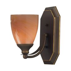 Bath And Spa 1 Light Vanity In Aged Bronze And Sandy Glass