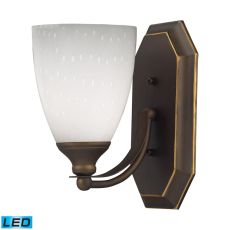 Bath And Spa 1 Light Led Vanity In Aged Bronze And Simple White Glass