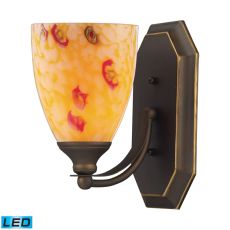 Bath And Spa 1 Light Led Vanity In Aged Bronze And Yellow Glass