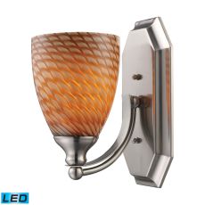 Bath And Spa 1 Light Led Vanity In Satin Nickel And Cocoa Glass