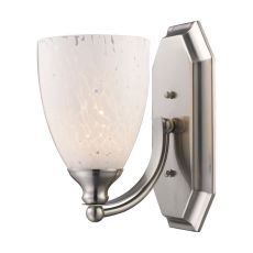 Bath And Spa 1 Light Vanity In Satin Nickel And Snow White Glass