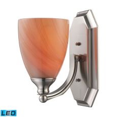 Bath And Spa 1 Light Led Vanity In Satin Nickel And Sandy Glass