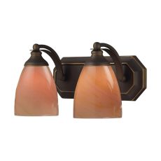 Bath And Spa 2 Light Vanity In Aged Bronze And Sandy Glass