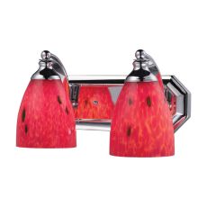 Bath And Spa 2 Light Vanity In Polished Chrome And Fire Red Glass