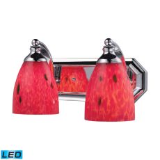Bath And Spa 2 Light Led Vanity In Polished Chrome And Fire Red Glass