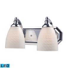 Bath And Spa 2 Light Led Vanity In Polished Chrome And White Swirl Glass