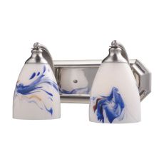 Bath And Spa 2 Light Vanity In Satin Nickel And Mountain Glass