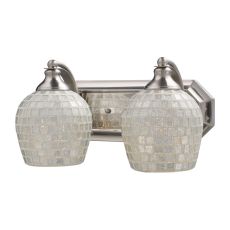Bath And Spa 2 Light Vanity In Satin Nickel And Silver Glass