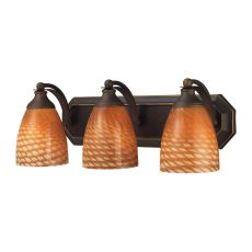 Bath And Spa 3 Light Vanity In Aged Bronze And Cocoa Glass