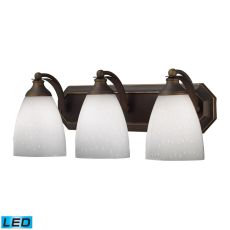 Bath And Spa 3 Light Led Vanity In Aged Bronze And Simple White Glass