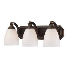 Bath And Spa 3 Light Vanity In Aged Bronze And White Swirl Glass
