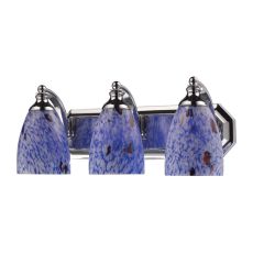 Bath And Spa 3 Light Vanity In Polished Chrome And Starburst Blue Glass