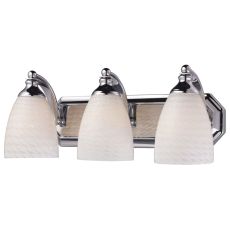 Bath And Spa 3 Light Vanity In Polished Chrome And White Swirl Glass