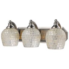 Bath And Spa 3 Light Vanity In Satin Nickel And Silver Glass