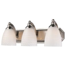 Bath And Spa 3 Light Vanity In Satin Nickel And White Swirl Glass