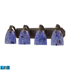 Bath And Spa 4 Light Led Vanity In Aged Bronze And Starburst Blue Glass