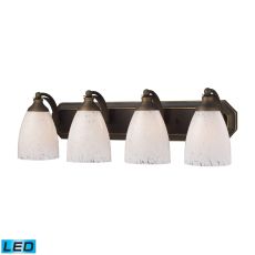Bath And Spa 4 Light Led Vanity In Aged Bronze And Snow White Glass