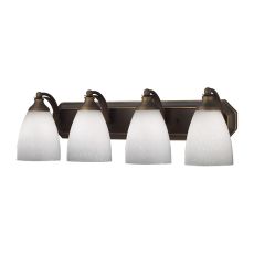 Bath And Spa 4 Light Vanity In Aged Bronze And Simple White Glass