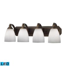 Bath And Spa 4 Light Led Vanity In Aged Bronze And Simple White Glass