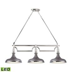Rutherford 3 Light Led Island In Weathered Zinc And Polished Nickel