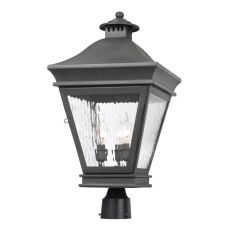 Landings Outdoor Post Lantern In Charcoal And Water Glass