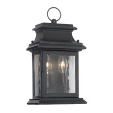 Provincial Outdoor Wall Lantern In Charcoal And Water Glass