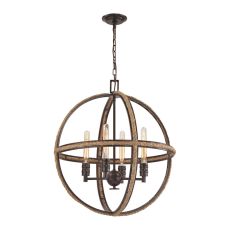 Natural Rope 4 Light Chandelier In Oil Rubbed Bronze