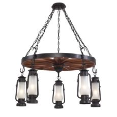 Chapman 5 Light Chandelier In Matte Black And Acid Etched Glass