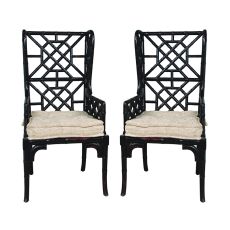 Bamboo Wing Back Chair, Black