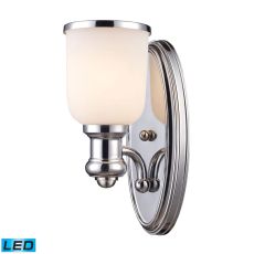 Brooksdale 1 Light Led Wall Sconce In Polished Chrome And White Glass