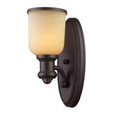 Brooksdale 1 Light Wall Sconce In Oiled Bronze And Amber Glass