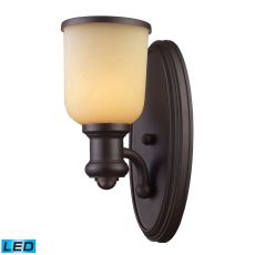 Brooksdale 1 Light Led Wall Sconce In Oiled Bronze And Amber Glass
